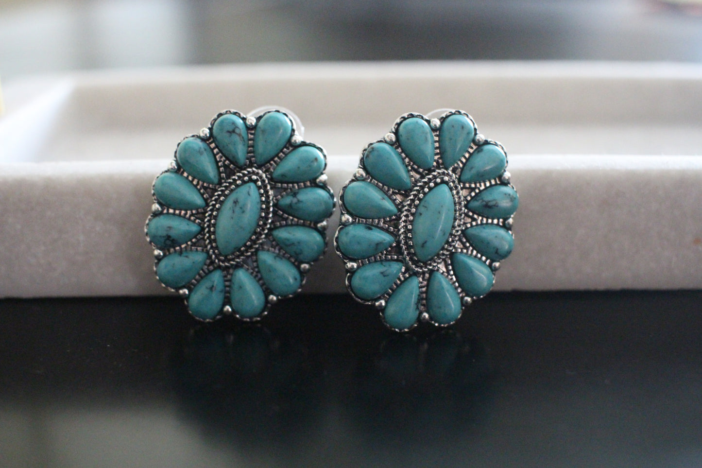 Turquoise Concho Stud Earring