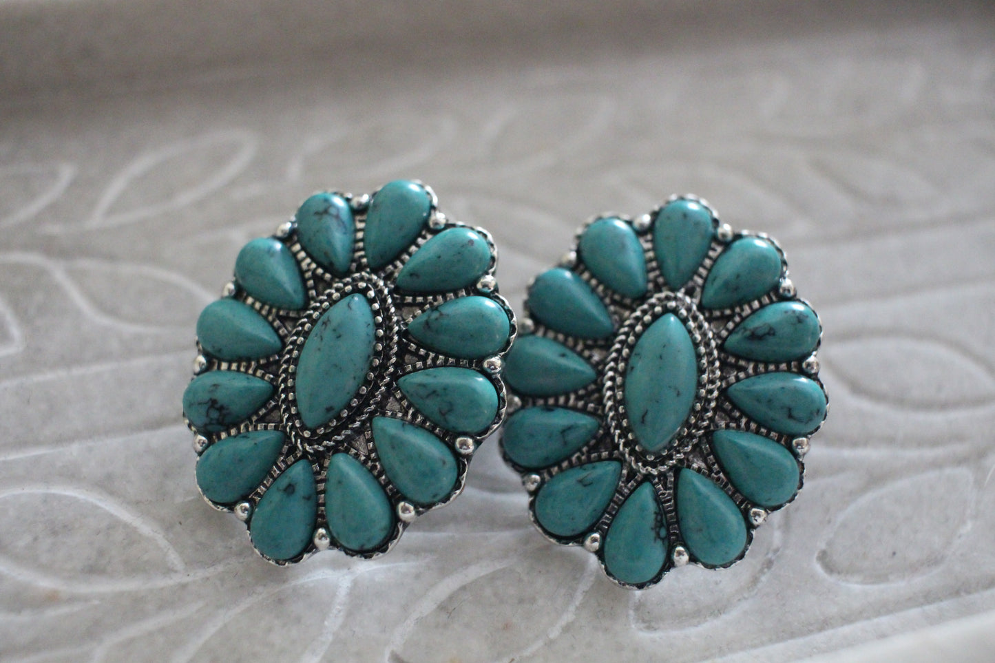 Turquoise Concho Stud Earring