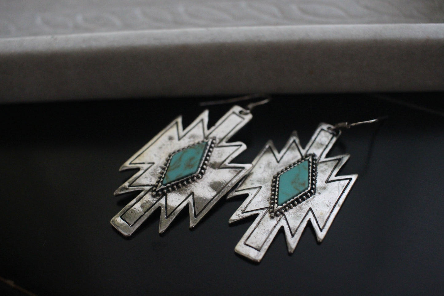 Turquoise Silvertone Earrings